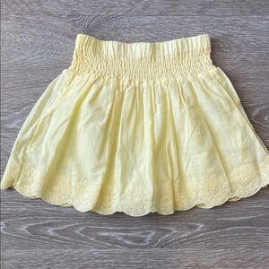 Girl's Cotton Yellow Embroidered Skort